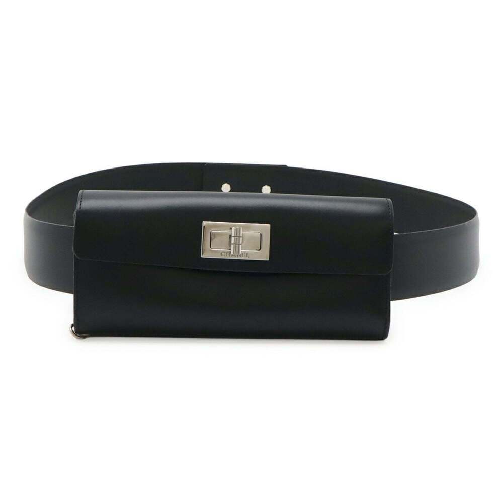CHANEL Black Leather Clutch Bag